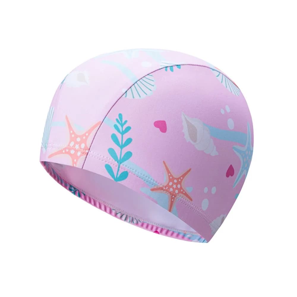 Cartoon Polyester Swim Cap High Elasticity Cartoon Print Swimming Hat Waterproof Kids Swim Cap Pool
