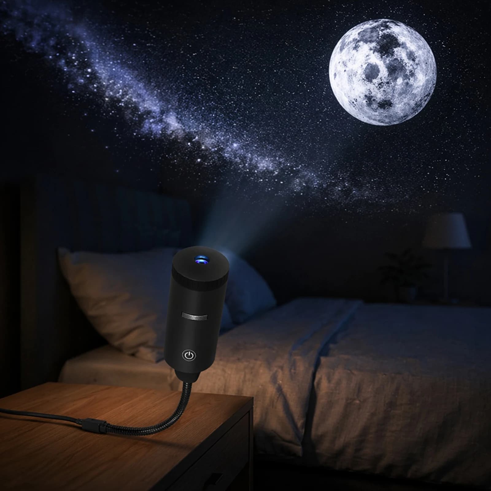 Mini Starry Sky Projector Lamp USB Powered Star Projector Light 360° Adjustable Starry Sky Ambient Projector Light for Home Room