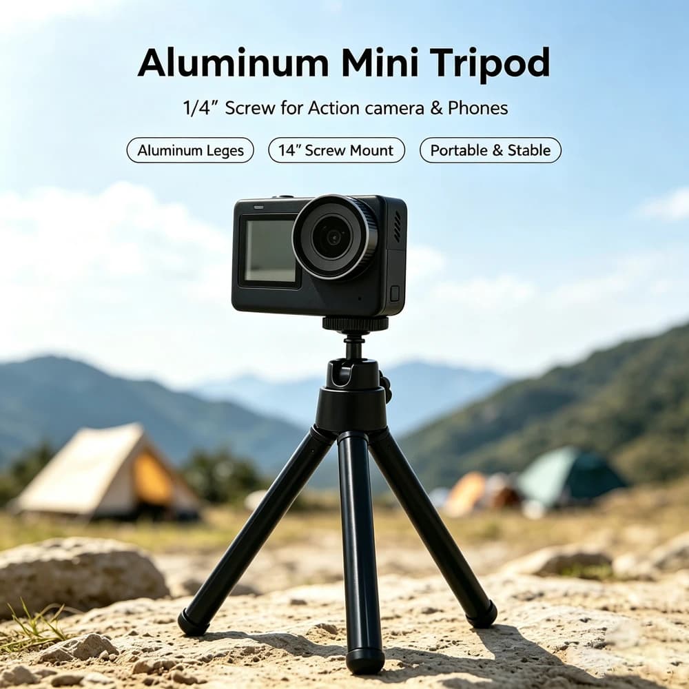 Mini tripod for webcam phone table tripod for extendable metal webcam for GoPro Hero 13 12 11 10 9 insta360 DJI Osmo Action Camera