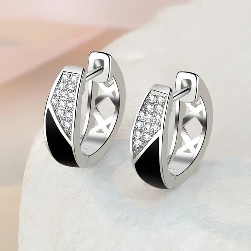 Orecchini in Argento Sterling 925 con Zirconia Cubica, Orecchini a Perno in Argento per Donne, Gioielli in Argento Sterling, Ear Cuff