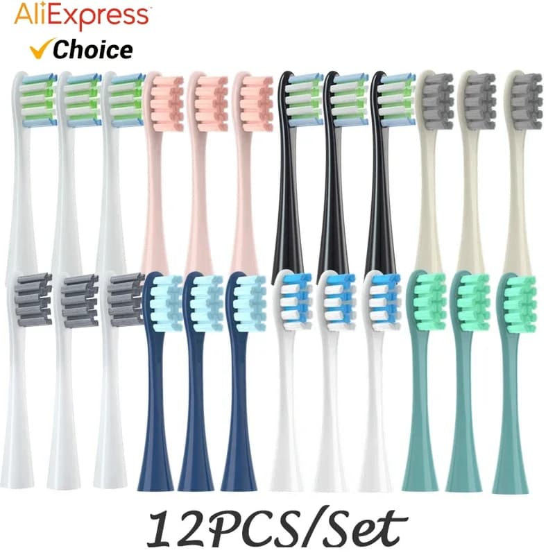 12 Pieces Oclean X PRO/ Z1/ F1/ One/ Air 2 /SE Electric Toothbrush Replacement heads, in Fibra DuPont Soft for Deep Cleaning