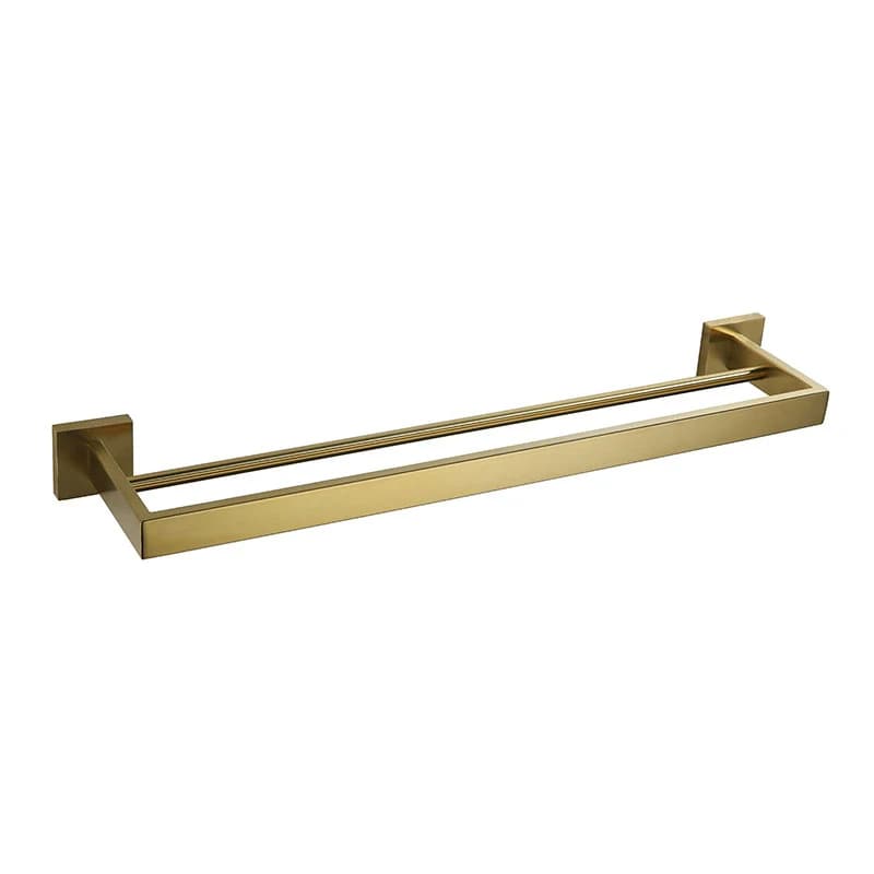 Portasciugamani da bagno in oro spazzolato, barre in acciaio inossidabile montate a parete, portasciugamani dal design quadrato semplice