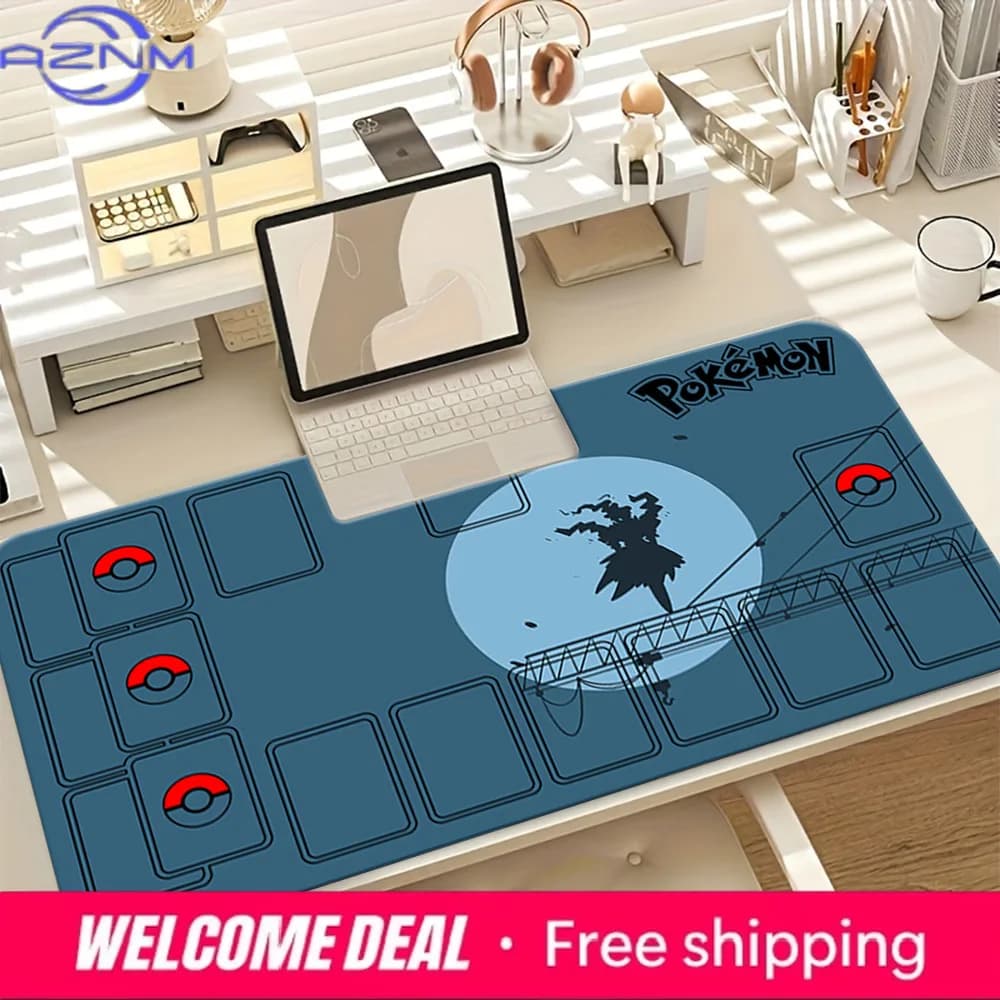 Tappetino da Gioco Minimalista Blu Scuro Darkrai Pokemon TCG, Grande Tappetino Antiscivolo per Scrivania, Mousepad, Tappetino da Tavolo per Giochi di Carte