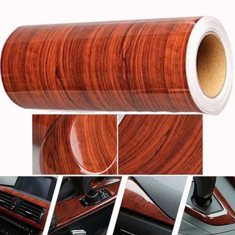Car High Glossy Maroon Color Sticker Automotive Internal Adhesive DIY Film Wood Grain Vinyl Decals Universal Interior Accessory
