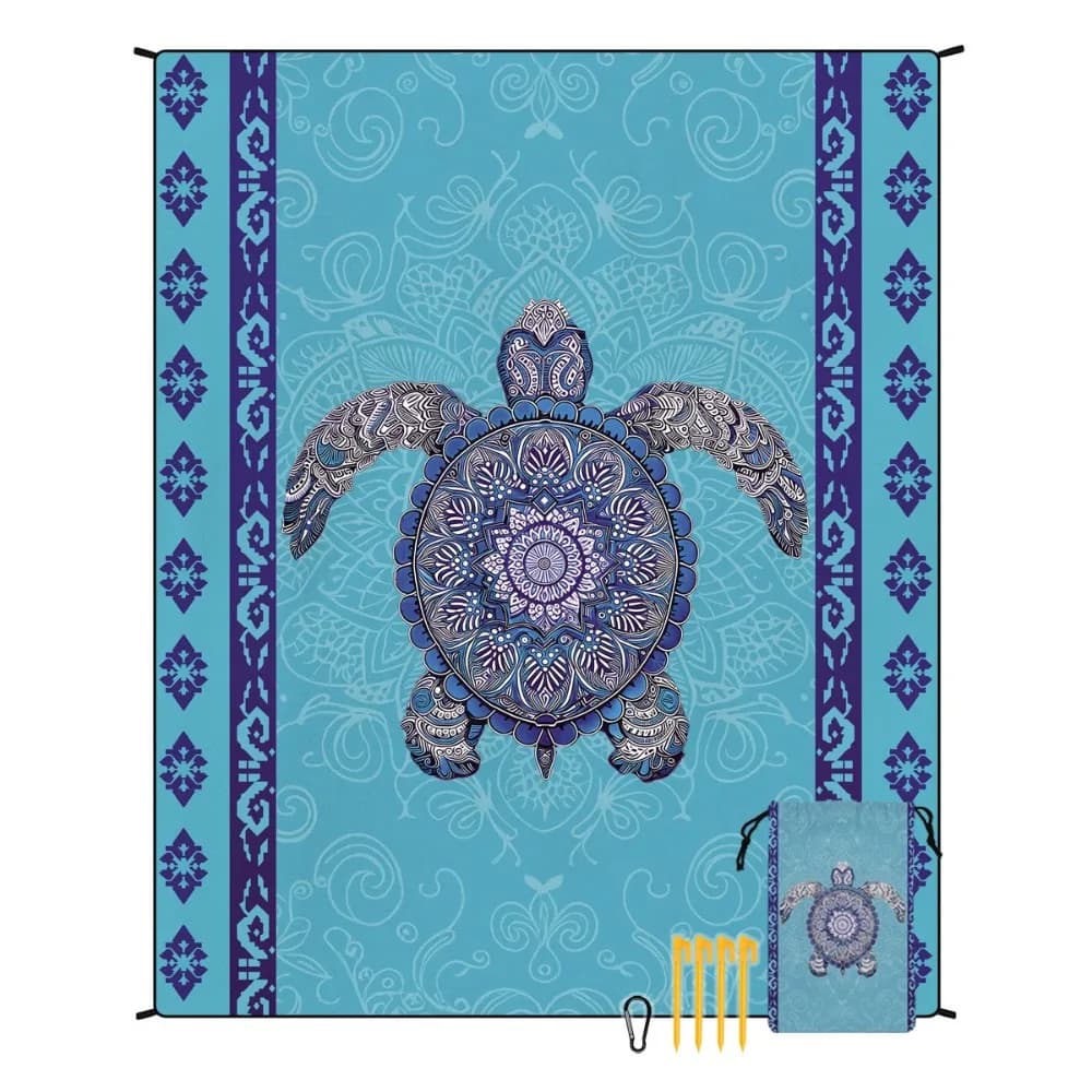 Tappetino da Spiaggia Tartaruga Blu 180x220CM, Coperta per Campeggio, Yoga, Picnic, Viaggio, Asciugamano da Spiaggia in Microfibra ad Asciugatura Rapida