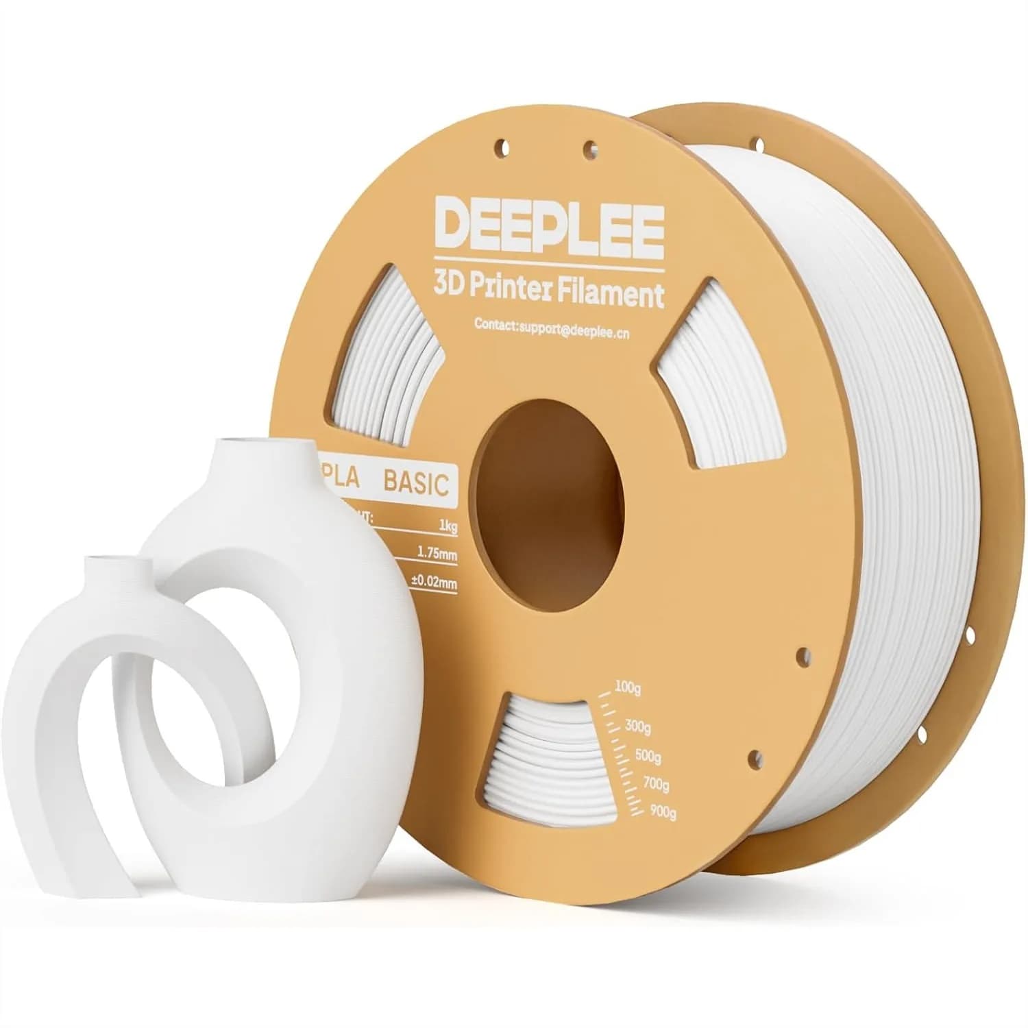 PLA Basic 1.75mm 3D Printer Filament Dimensional Accuracy +/- 0.02mm Neatly Wound No Clogging For Beginners Fits Most FDM 3D Printers 1KG White
