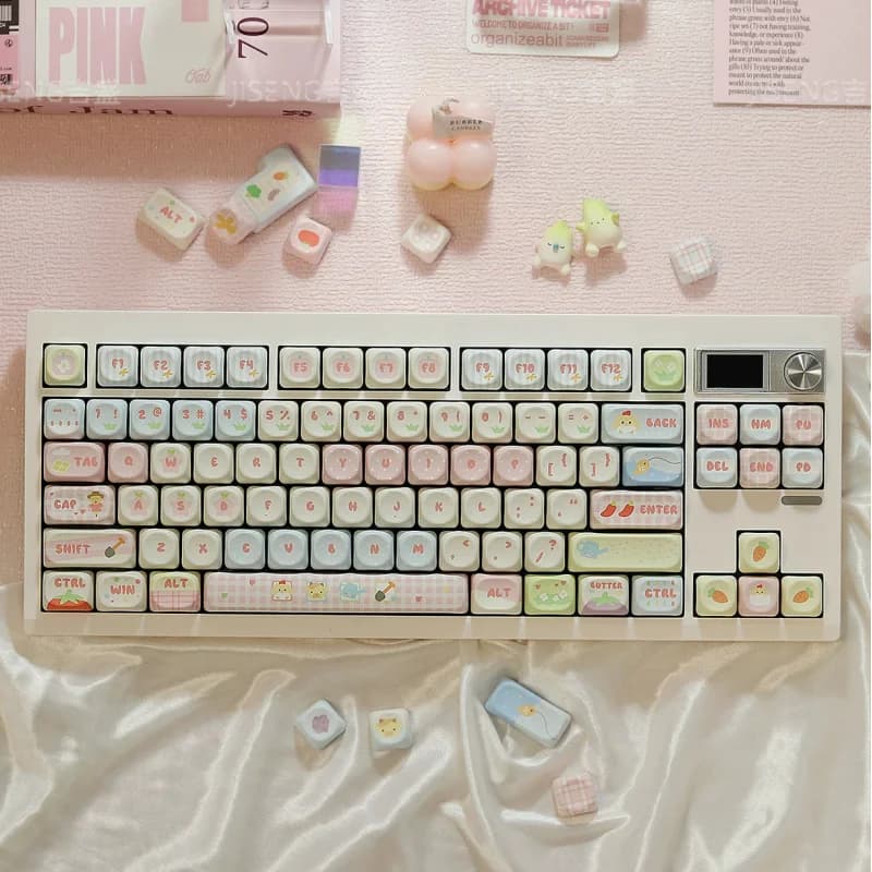 Cute Farm Custom Keycaps Set,132 Keys MOA Profile Doubleshot Dye-Sublimation GMK Keyboard Keycap For Mechanical Keyboard