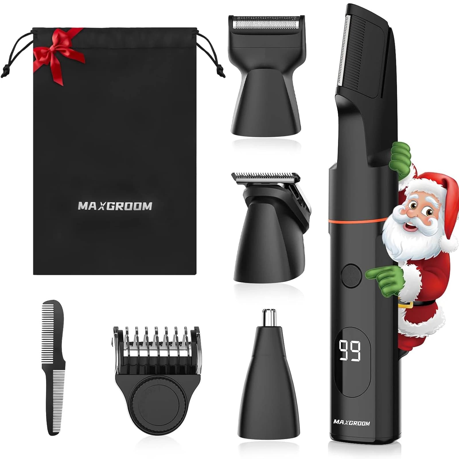 MAXGROOM 4 in 1 Body Hair Trimmer Kit for Men Pubic Hair Shaver Nose Beard Trimmer Electric IPX6 Waterproof Groin Shaver for Man
