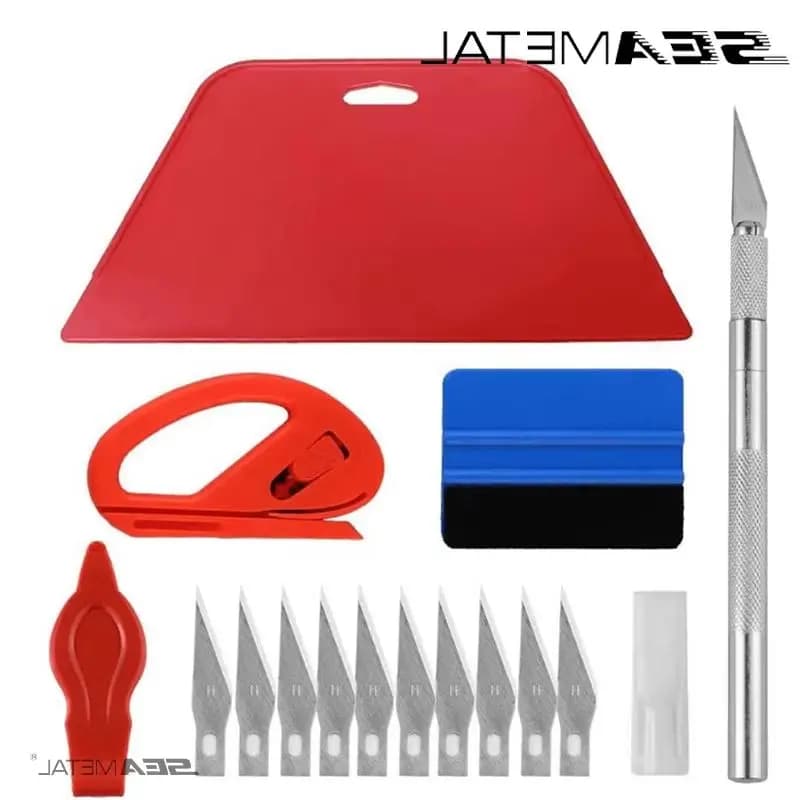 SEAMETAL 15/16PC Kit di strumenti per avvolgere l'auto Raschietto per vinile Taglierina per pellicola Spatole per vinile Strumento per avvolgere la plastica Strumenti per colorare le finestre