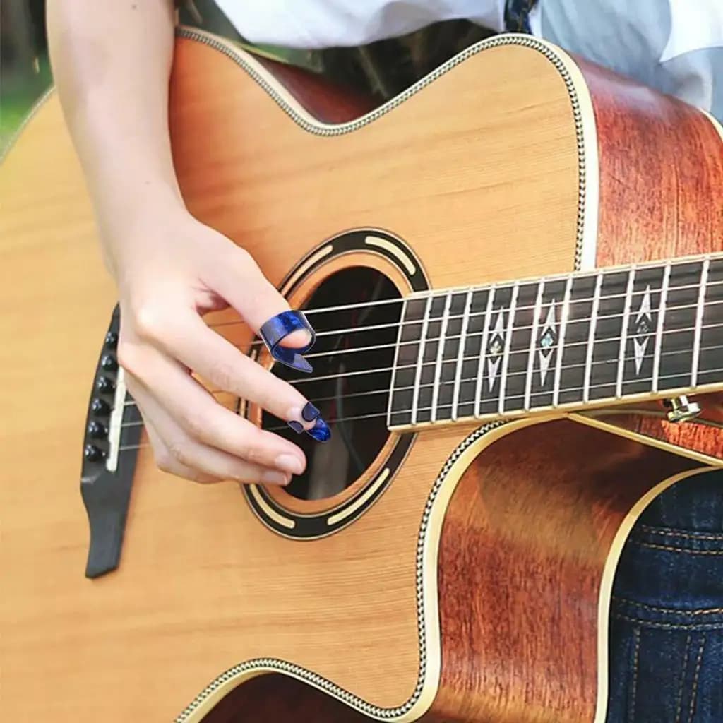 Kit di Protezioni per Dita in Silicone per Chitarra e Banjo, Set di Plettri per Pollice, Accessori per Musicisti per Strumenti Acustici