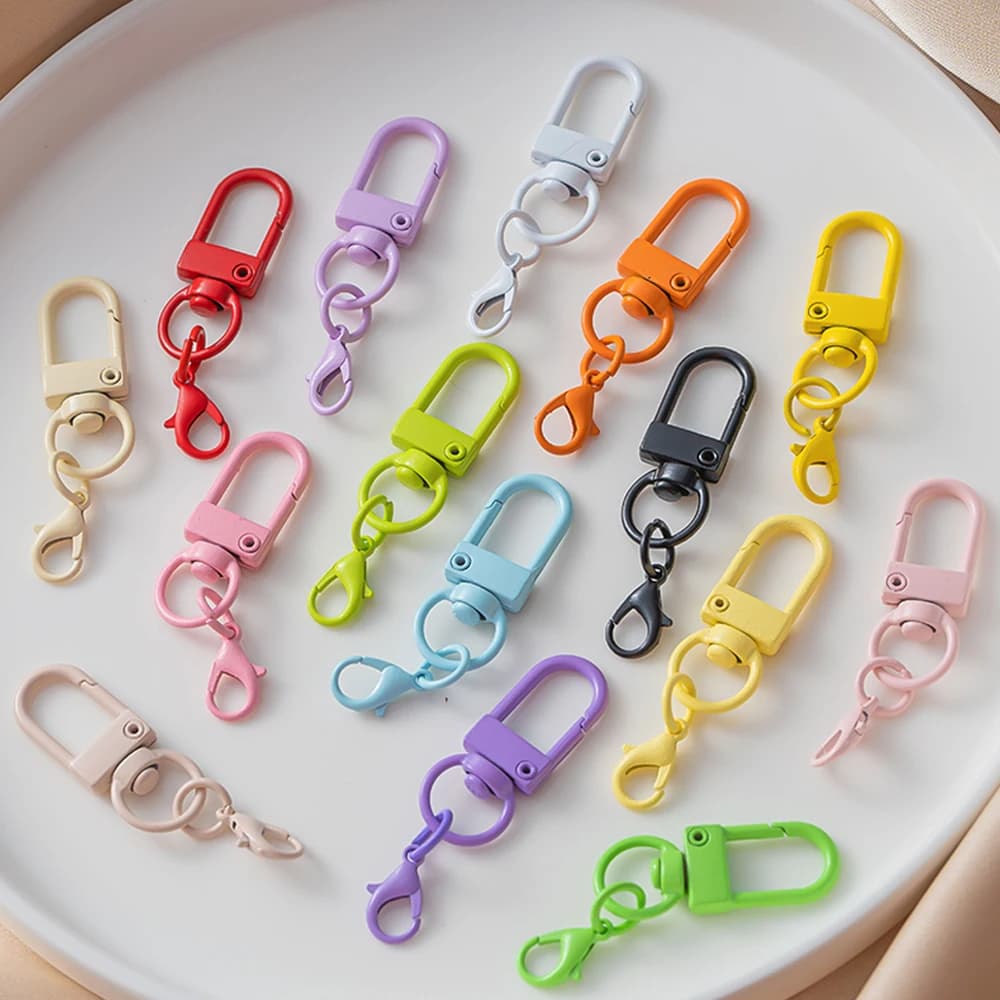 10 pezzi di metallo colorato portachiavi con fibbia a molla ganci con catene di chiusura a moschettone per portachiavi fai da te creazione di gioielli accessori risultati