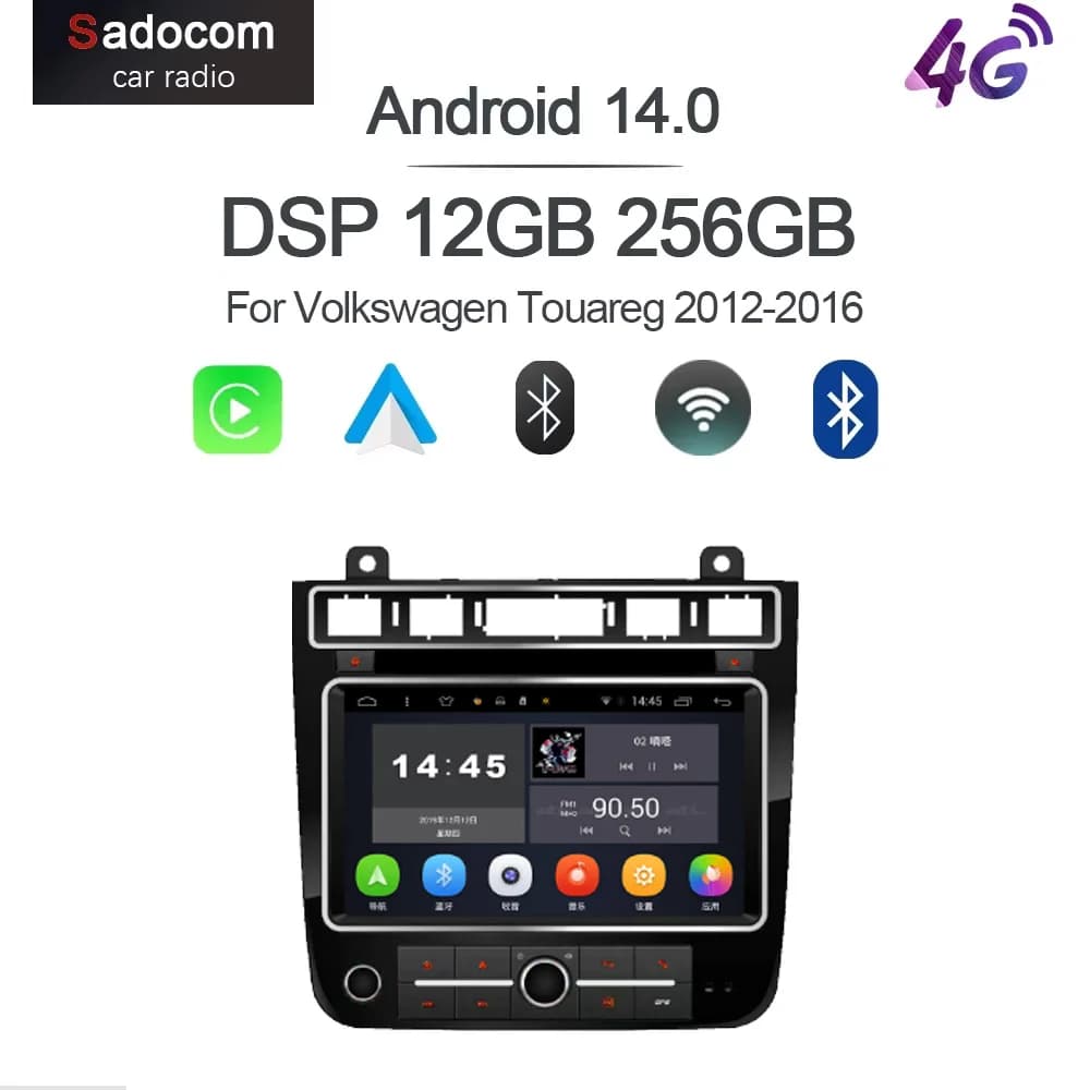 Autoradio CarPlay 7\" DSP Android 15 8 Core 12GB RAM 256GB ROM GPS Multimediale per Volkswagen Touareg 2012 2013-2016