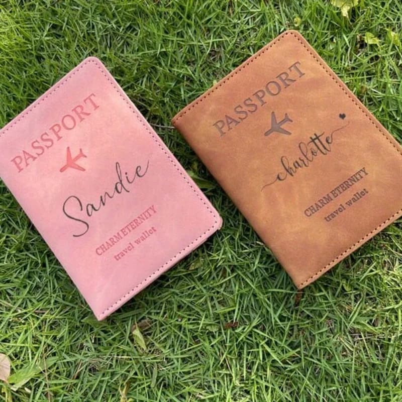 Custodia porta passaporto da viaggio personalizzata, porta carte, regalo per lui o lei, copertina per passaporto con nome personalizzato, regalo di viaggio per matrimoni