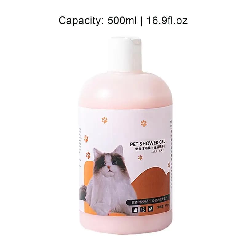 Shampoo per animali domestici per cani 500ml Shampoo per gatti idratante Gel doccia per animali domestici sicuro Shampoo per animali domestici naturale delicato liquido da bagno per gatti puzzolente