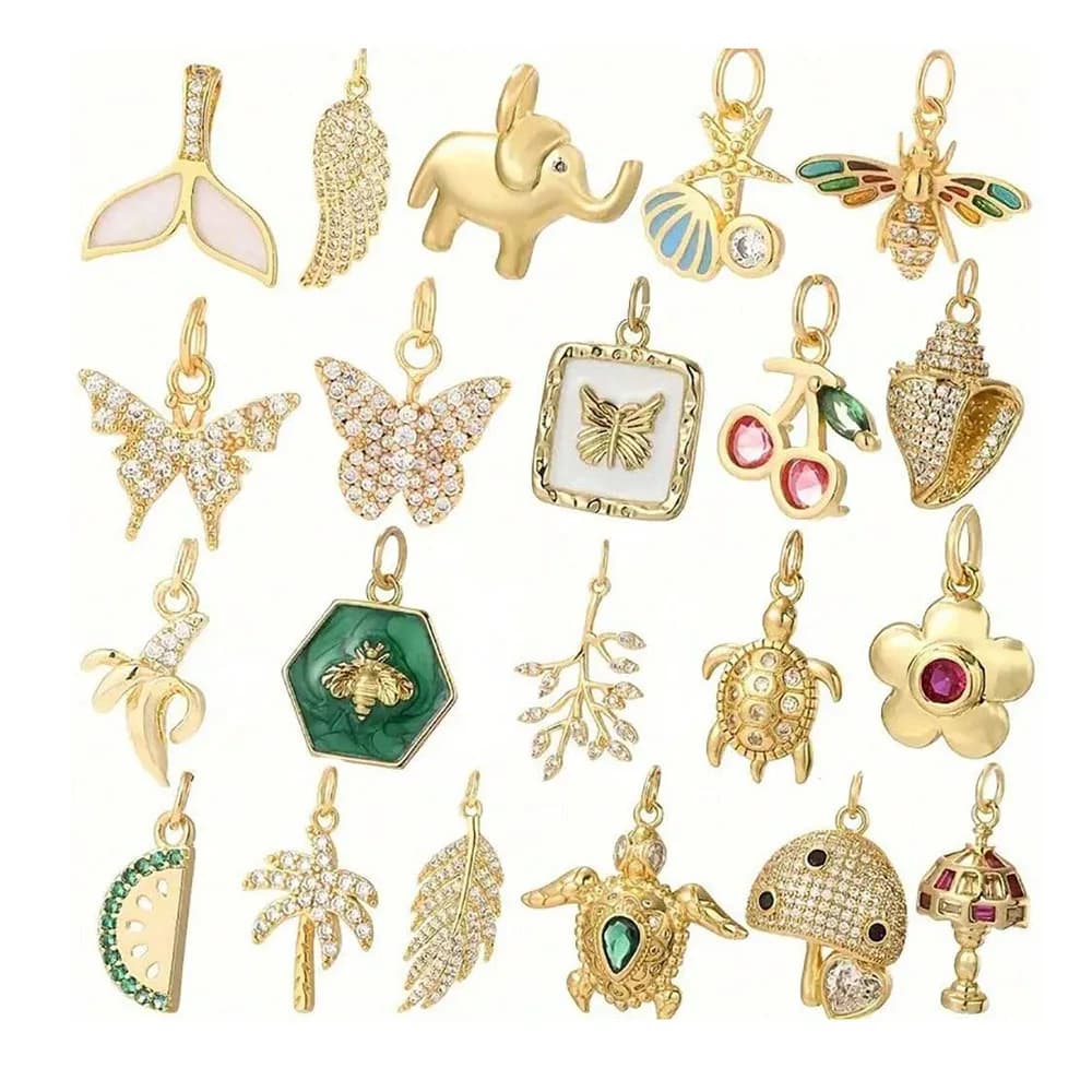 1PC Fashion Copper Zircon Enamel Animal Ocean Style Pendants for DIY Jewelry Making，Necklace, earring, accessory, pendant