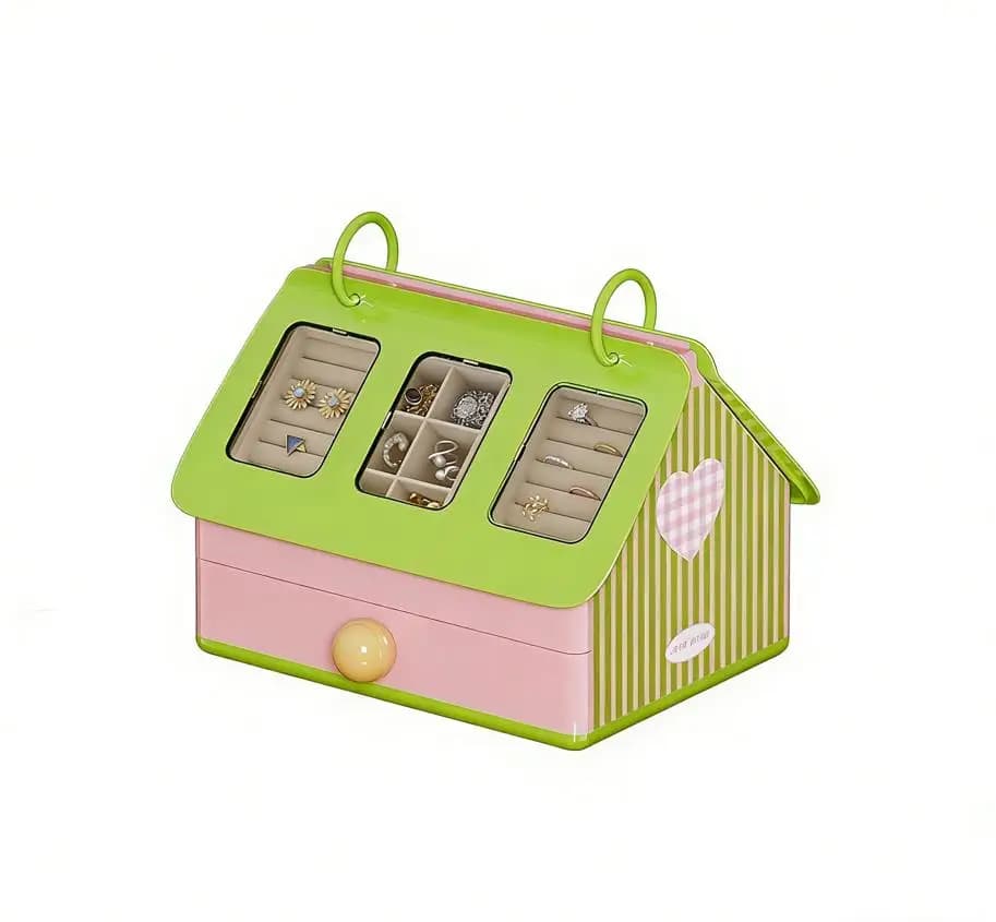 Jewelry Box 25 x 21.5 x 20,5 cm Elegant Velvet Box with Drawer and Parts for Store Earrings and Necklaces