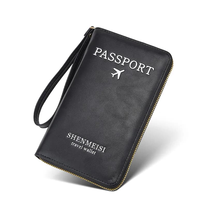 Long passport holder, ticket organizer, document bag, multifunctional travel zipper passport bag, anti-theft protection