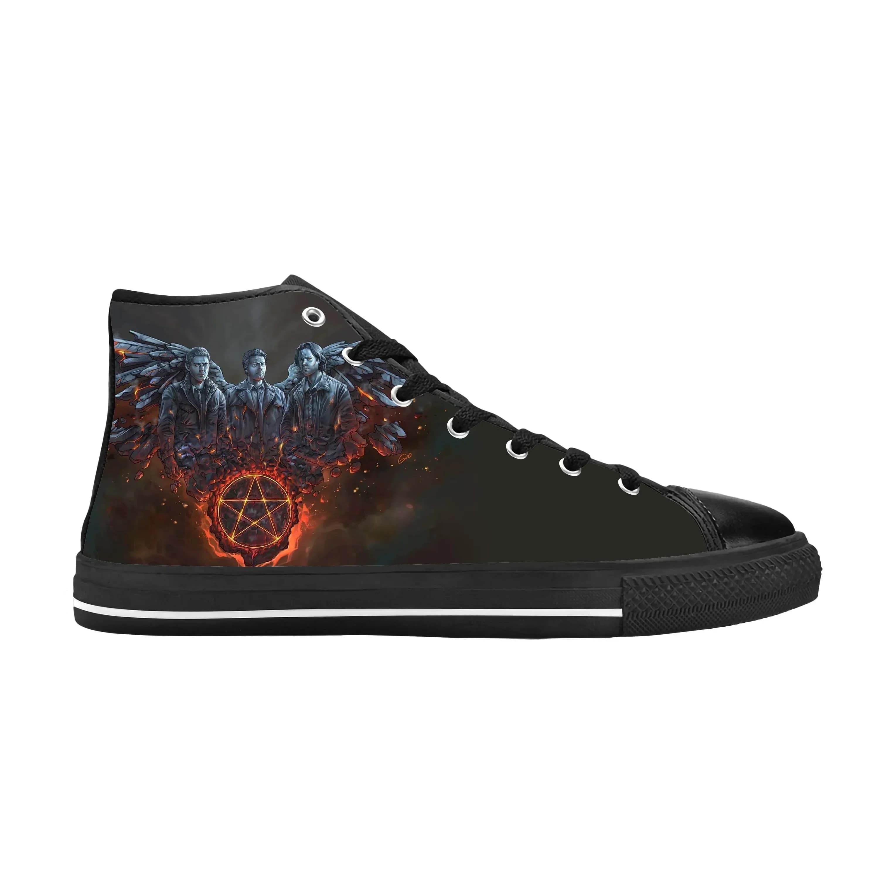 Supernatural Winchester Bros Horror Anime Cartoon Scarpe di stoffa casual con stampa 3D, comode e traspiranti, sneakers da uomo e da donna