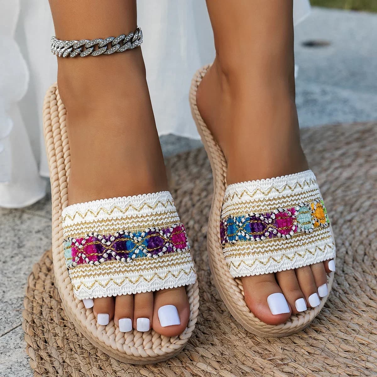 Women Shoes Summer Ladies Slippers Outdoor Beach Sandals Bohemian Style Comfortable Platform Slippers Flip Flops Slides Women