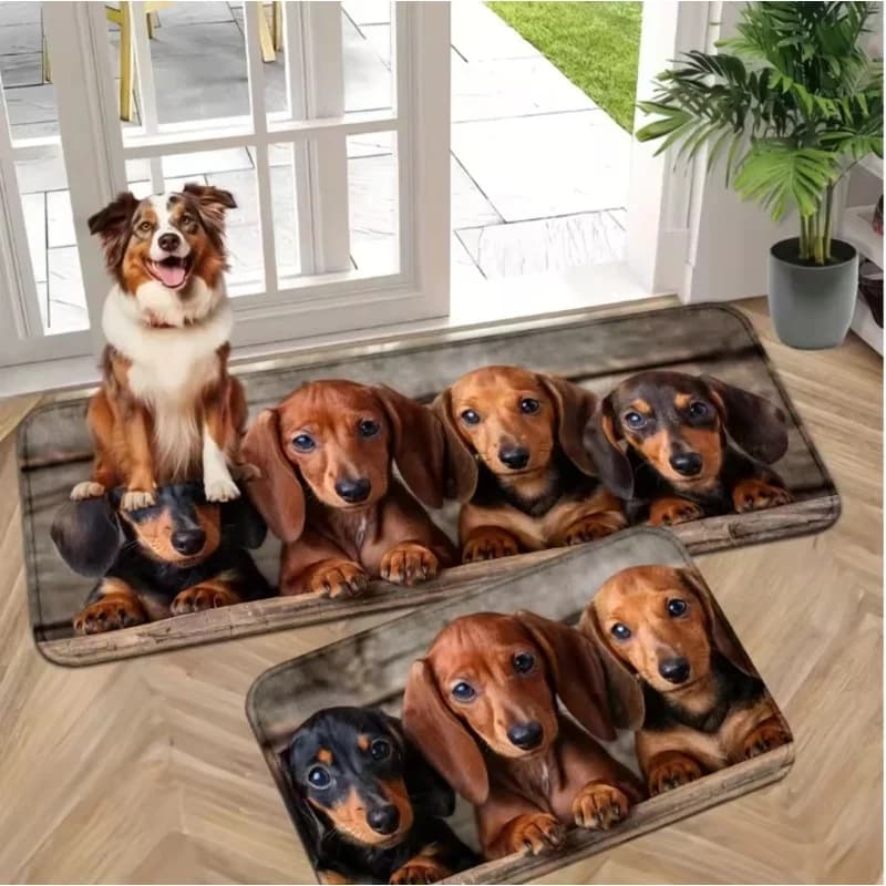 VIKAMA Adorabile tappetino a forma di cane, assorbente e facile da pulire, per uso domestico, per cucina e ingresso.