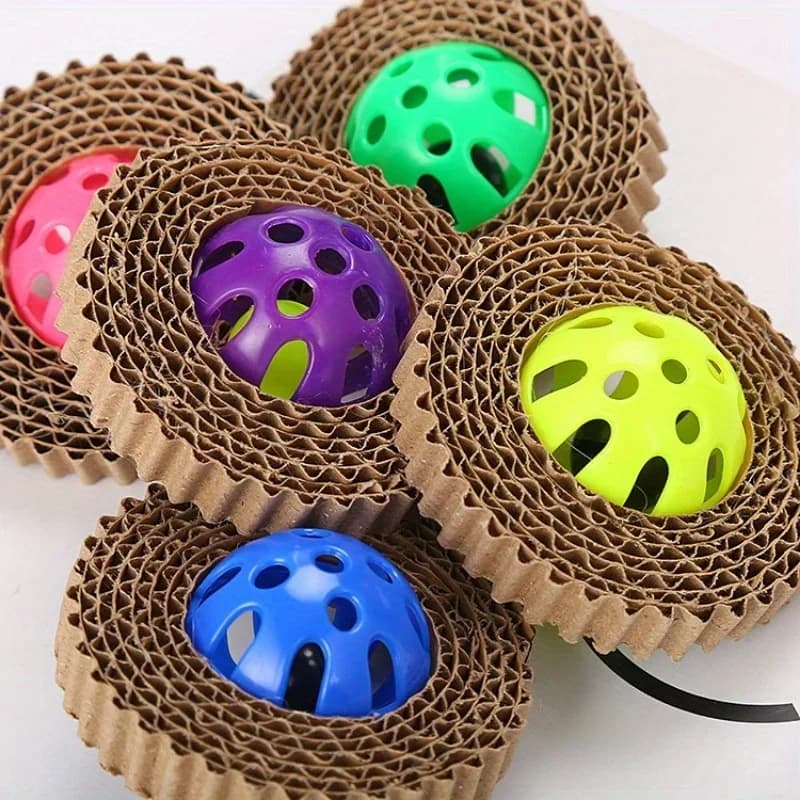 Cat Corrugated Paper Toy Bell Scratching Toy for Indoor Cats Claw Grinding Plaything Premium Plastic Paper Interactive