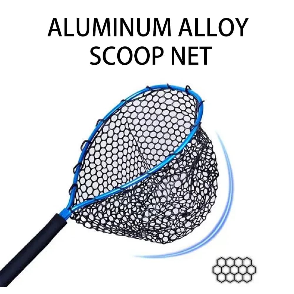Aluminum Alloy Fishing Landing Net Quick Dry Mesh Portable Scoop Net for Freshwater Saltwater Fishing