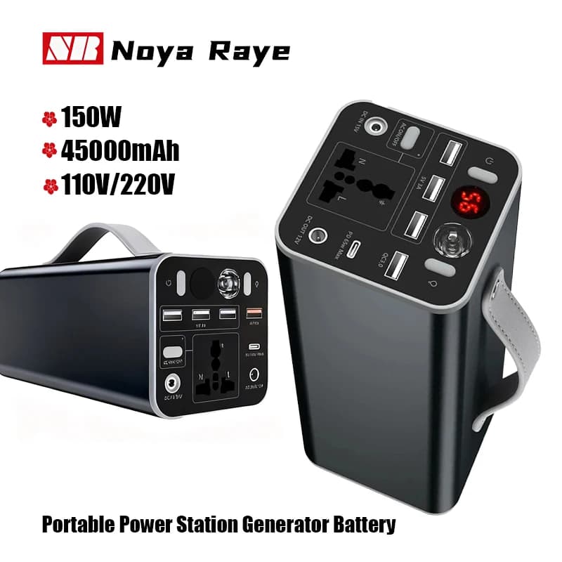 Generatore di corrente portatile da 150W 45000mAh 110V/220V con uscita AC/DC, caricabatterie da esterno, alimentatore di emergenza, power bank.