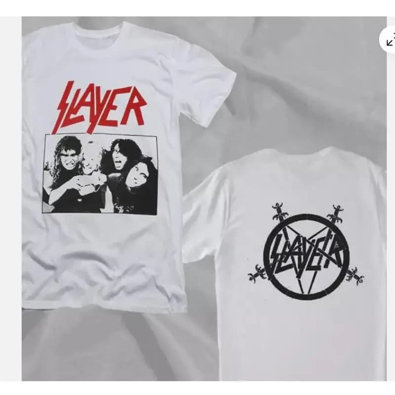 Maglietta Slayer Thrash Metal Band Members anni '90 taglia classica su 2 lati nuova