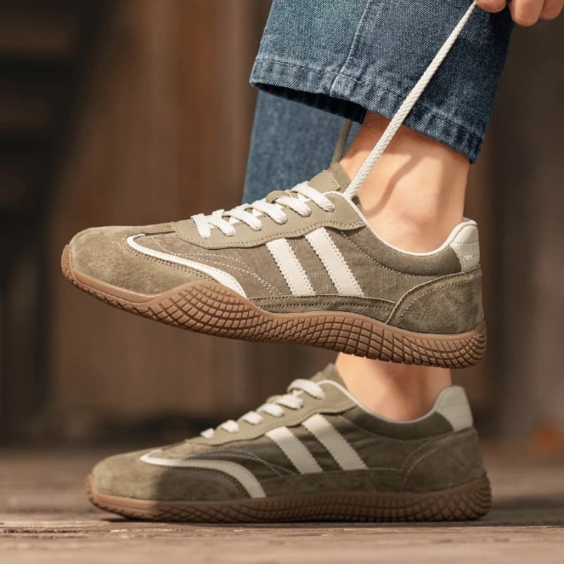 Men's Round Toe Lace-Up Vulcanized Sneakers, Casual Flats, Comfortable Fashion Walking Shoes