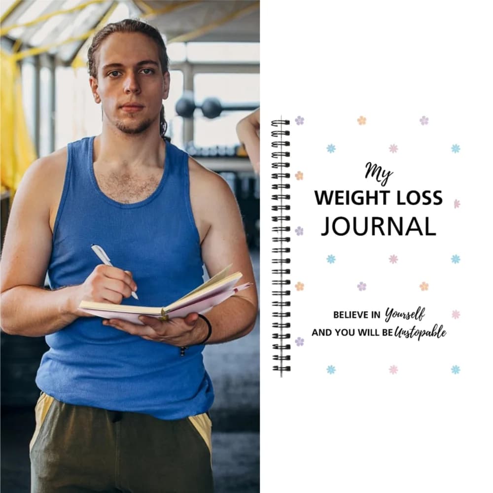 Diario per la perdita di peso, quaderno, libbre, misurazioni perduti e corpo, tracker, esercizi, fitness, per uomini e donne, appassionati di palestra