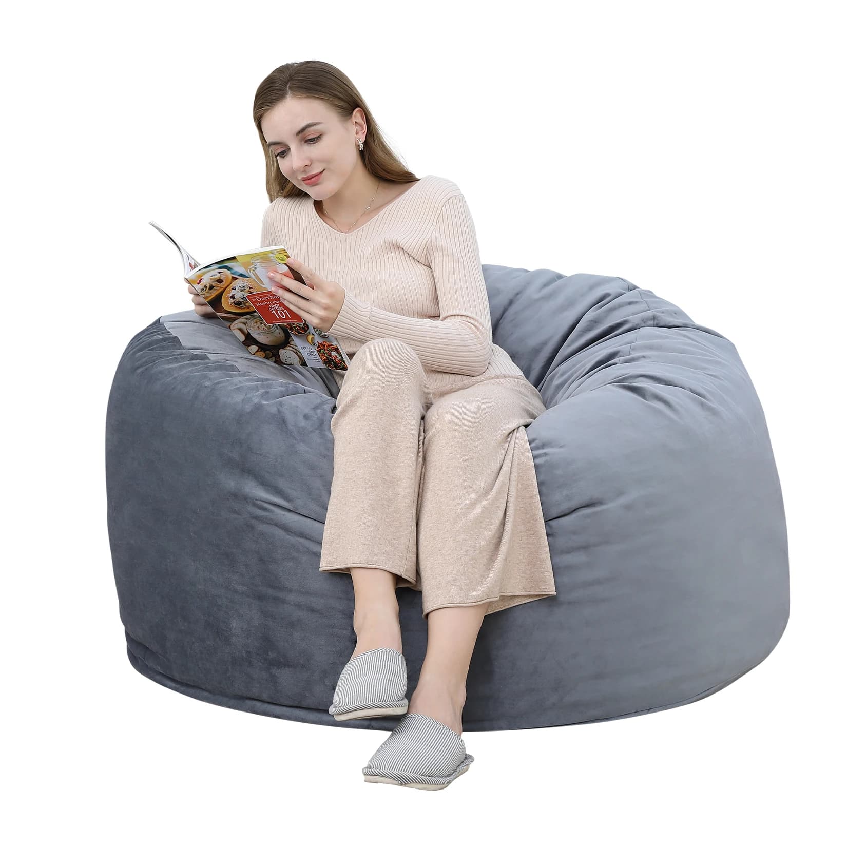 Giant bag armchair with high bounce memory foam, padded bag sofa with Dutch velvet coating, large sack furniture with soft