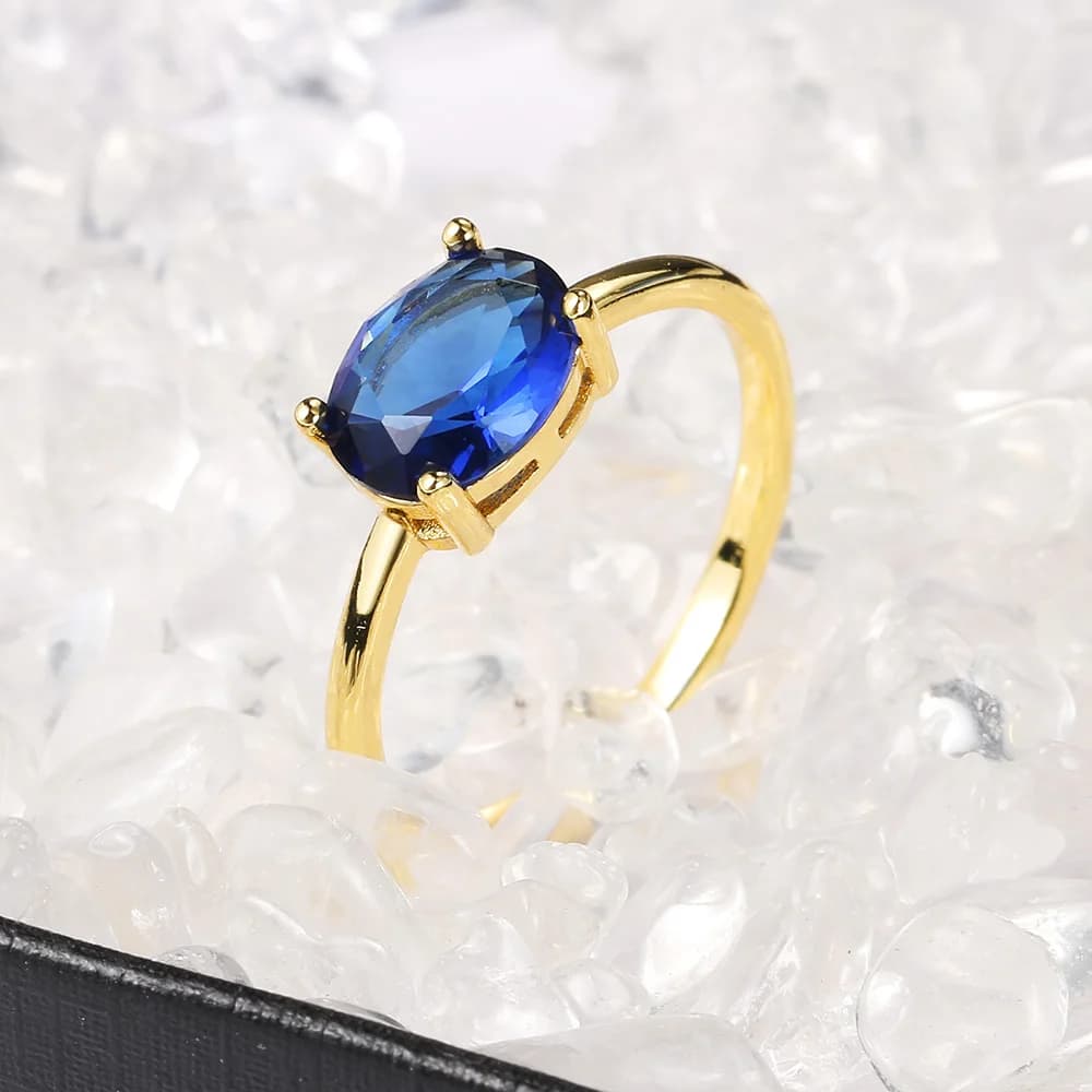 Simple wedding ring for woman - Multicolored oval zircons jewelry in light gold, comfortable, wedding/damigella of honor/friendship/date/regalo R865