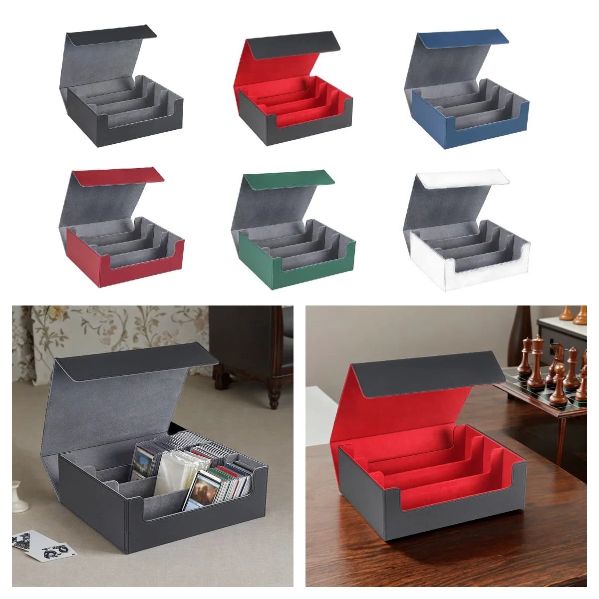 Custodia per carte da mazzo 1800+ Porta carte di protezione Accessori Scatola per mazzi di raccolta Scatola per carte da basket multiuso 24,5x29x10,5 cm
