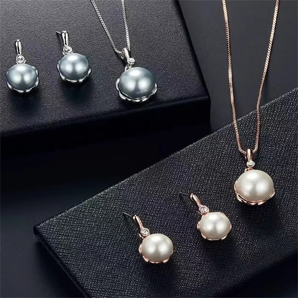 Elegant Lustrous Faux Deep-Sea Pearl Alloy Pendant Necklace&Earring Set Ideal for Daily Wear, Party Perfect Gift for Loved Ones