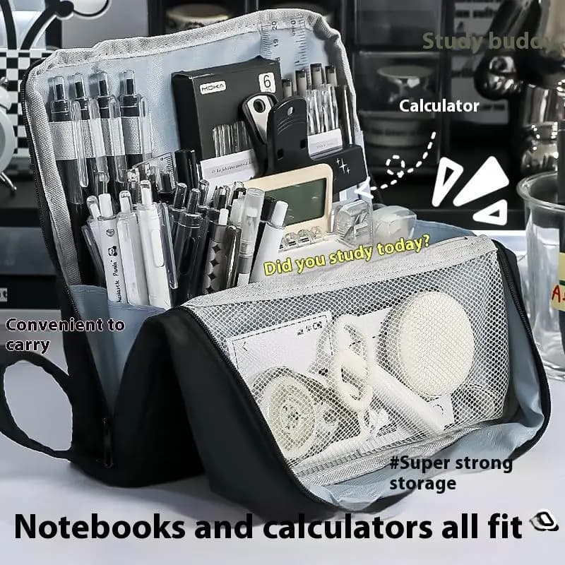 【A】High Looking Large Capacity Pencil Case Simple Stationery Box Student Stationery Bag Storage Bag Office Stationery Supplies