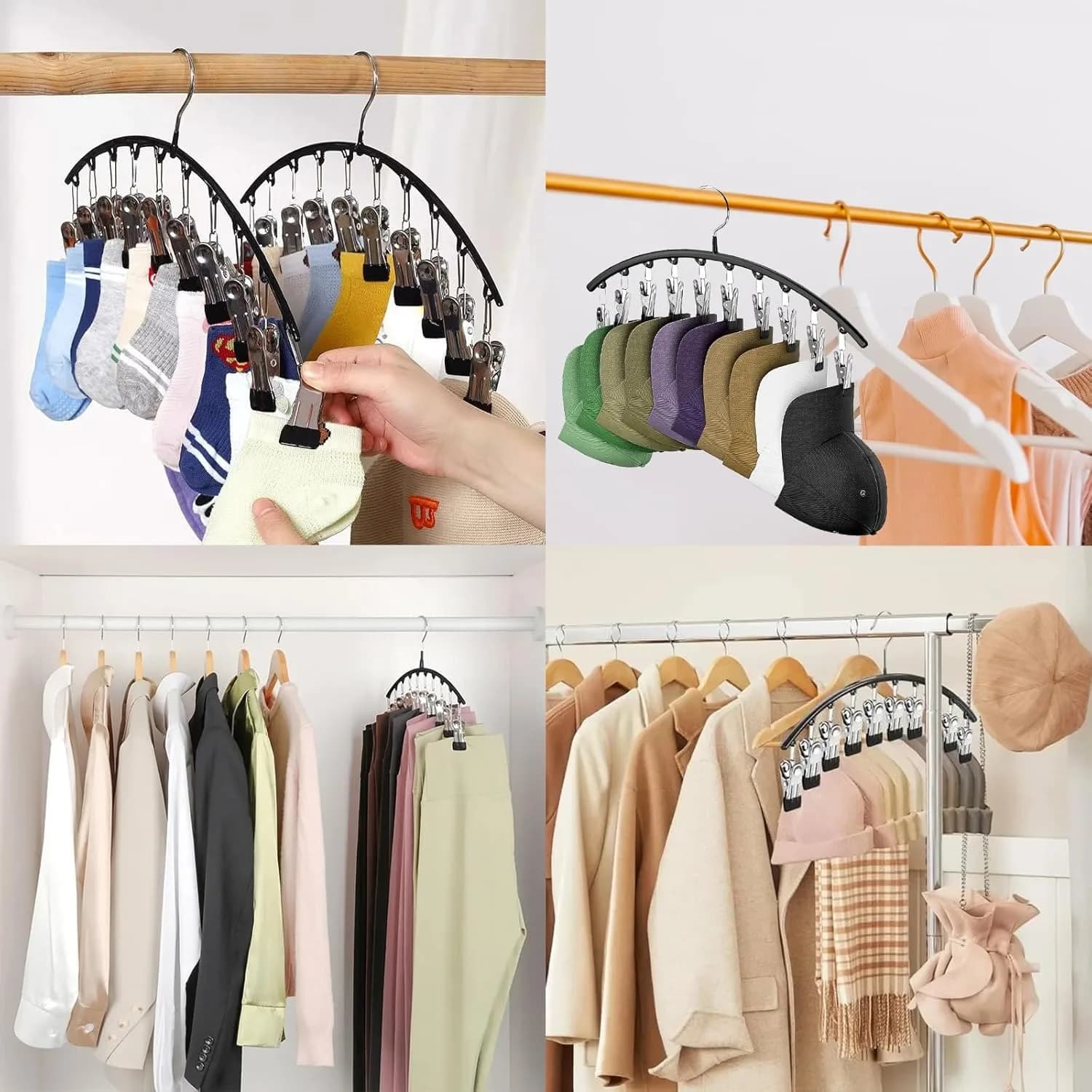 1 appendiabiti con 10 clip per asciugare il bucato, stendibiancheria in acciaio inossidabile con clip antivento e gancio antigoccia per asciugare calzini, reggiseni, asciugamani, biancheria intima, vestiti per bambini