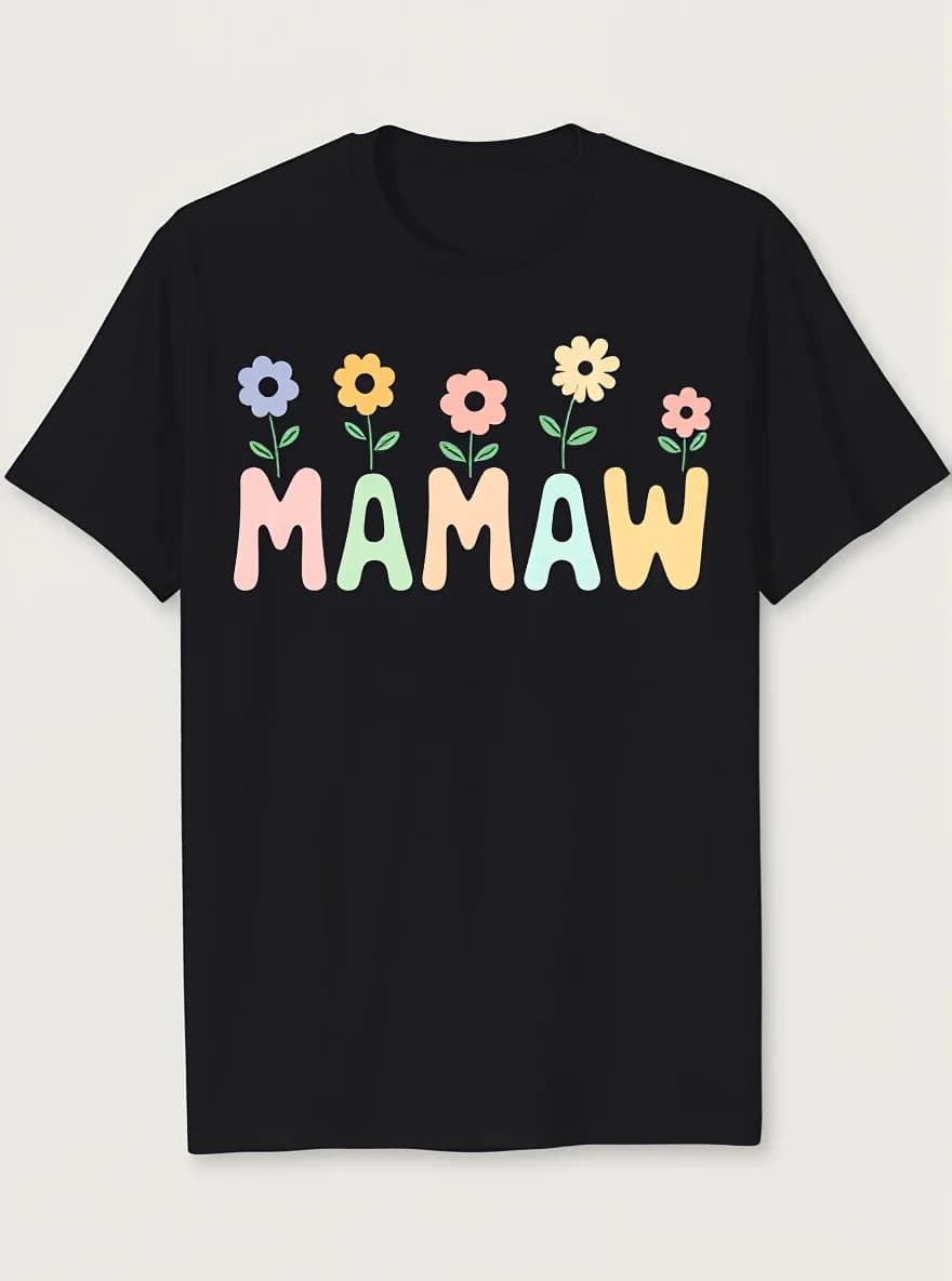T-shirt Mamaw Wildflower - T-shirt casual da donna 100% cotone colorata MAMAW (S-XXXL).
