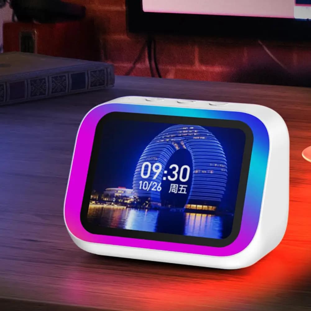 Traduttore di altoparlanti Bluetooth intelligente Temperatura meteorologica a grande schermo con display LCD Altoparlante da tavolo Orologio Arredamento per ufficio camera da letto