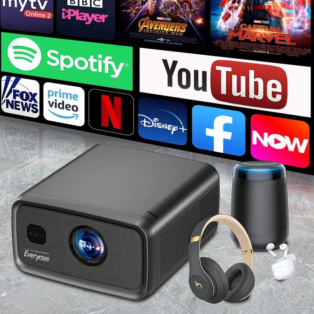Proiettore Video 4K 1800ANSI Schermo 350'' Cubelite E1 Proiettore Android LED LCD 4K Proiettore per Home Theater Video Projecteur