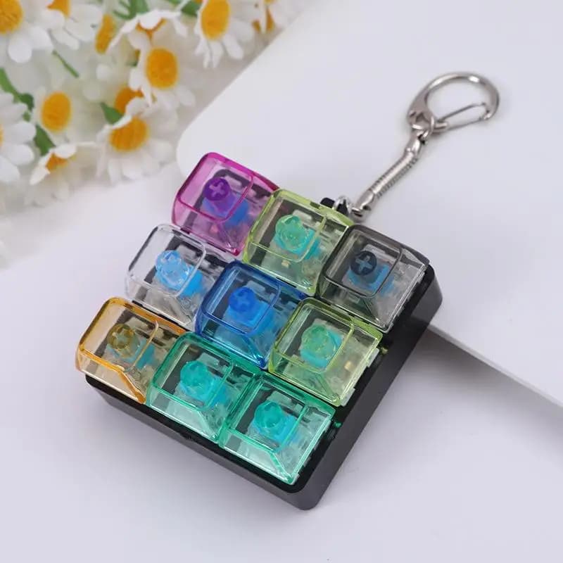 LED Button Keycap Keychain Macaron Colors 4 Keys Keyboard Decompression Toys DIY Keyboard Keychain Toys For To Relief