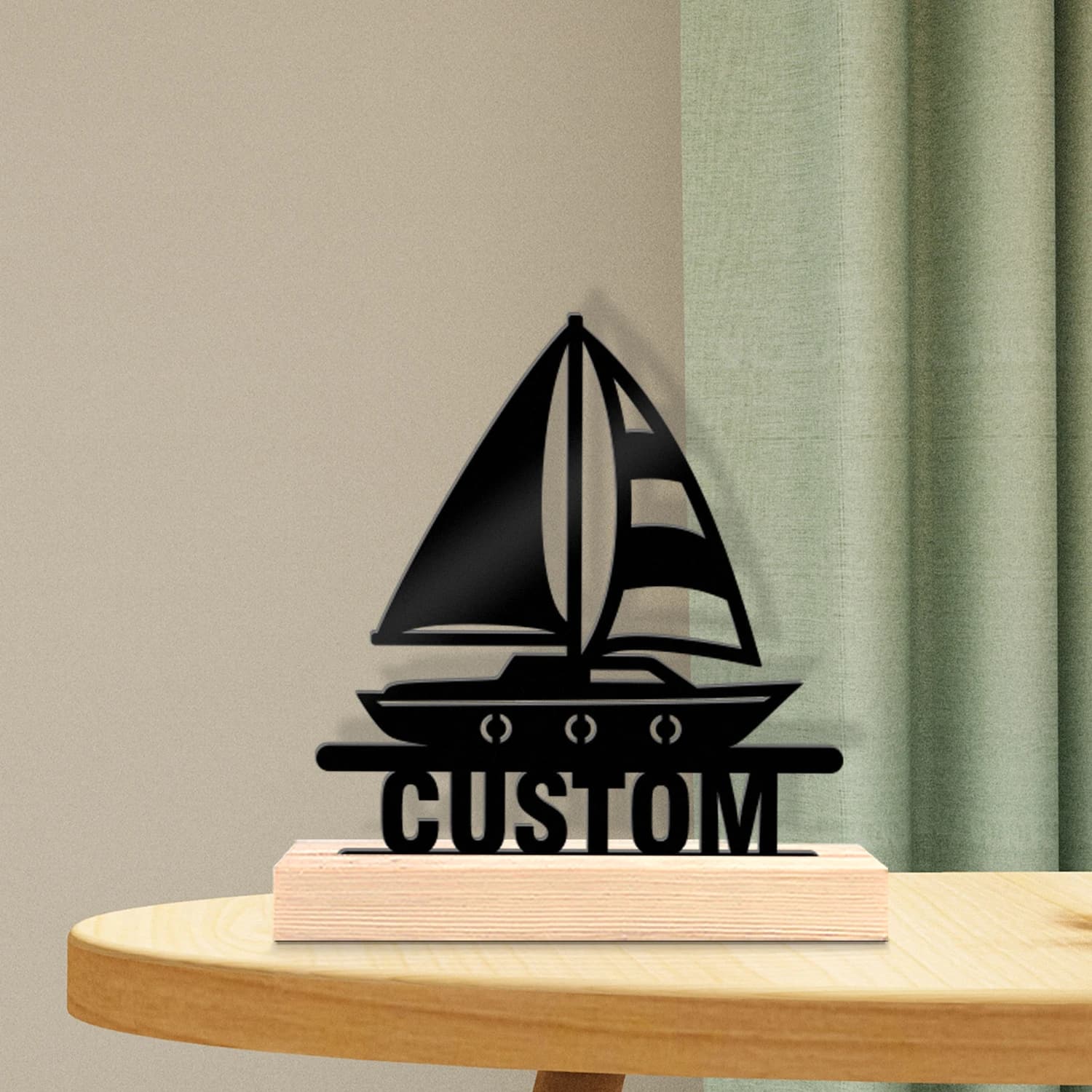 1pc Customized Metal Handicraft Ornaments Customizable Name Equipped with A Wooden Base Modern Rural Home Desktop Decorations
