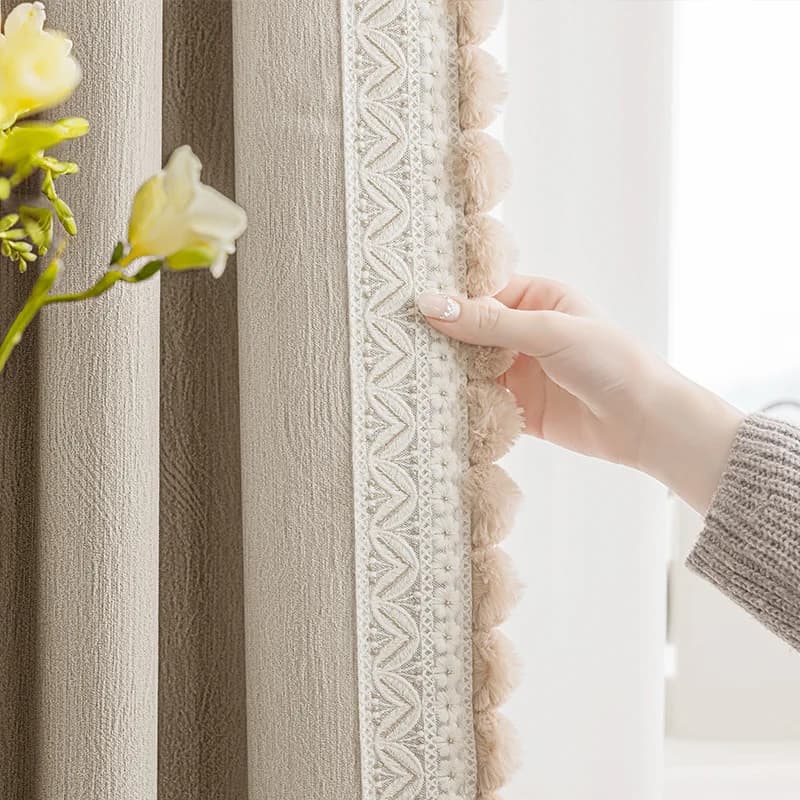 Tende europee di lusso moderne per soggiorno, camera da letto, tinta unita, nappa per capelli in ciniglia, tende oscuranti per finestre casa