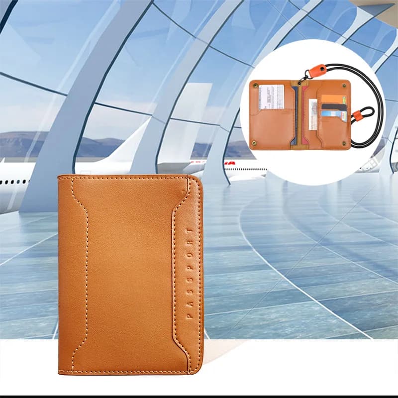 Custodia Protettiva per Passaporto con Chiusura Magnetica, Organizzatore da Viaggio per Documenti, Portafoglio in Pelle