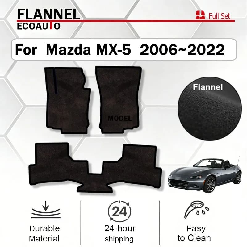 ECOAUTO Flannel For Mazda MX-5 Roadster Miata NC ND 2006~2022 Car Floor Mats Footpads Carpets Cover Rugs Panel Foot Pads Auto Ac