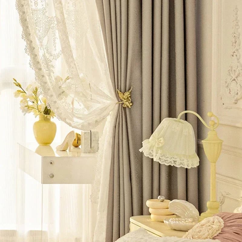 French Relief Embroidered Luxury Curtains For Living Room Bedroom Dining Window Blackout Custom Size Decor White Tulle Thick