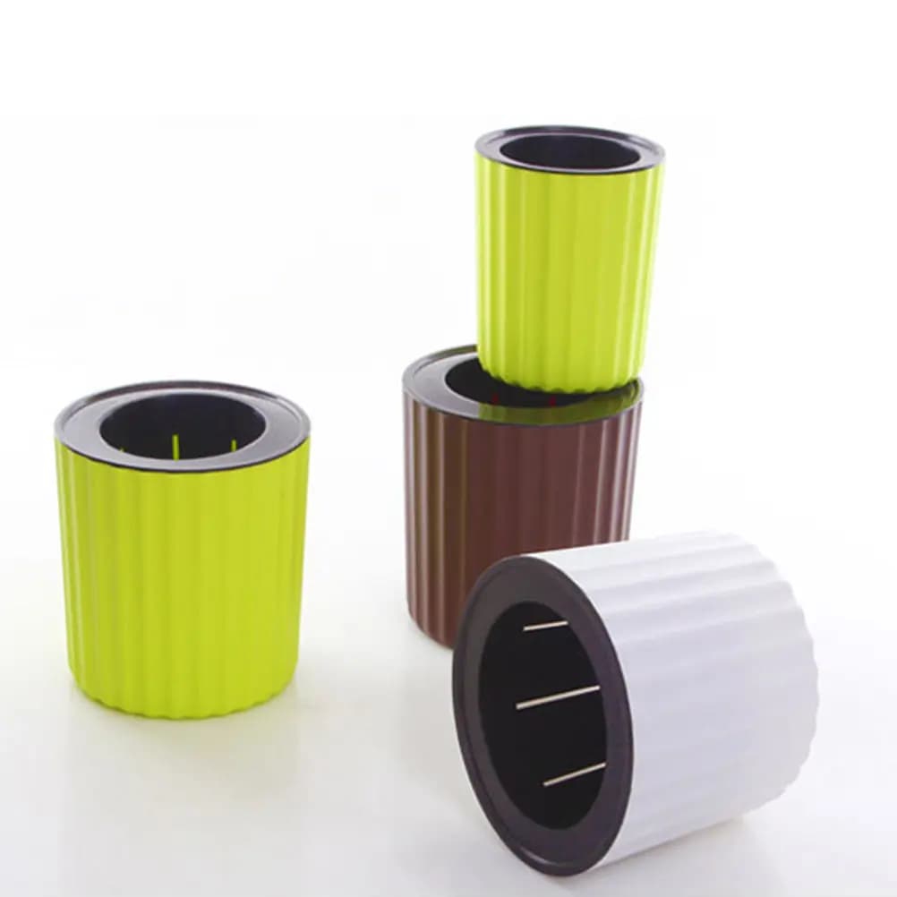 8.8cm Round Resin Self-Watering Plant Pot Indoor Flowerpot for Seedlings Built-in Cotton Wick Irrigation System Stylish