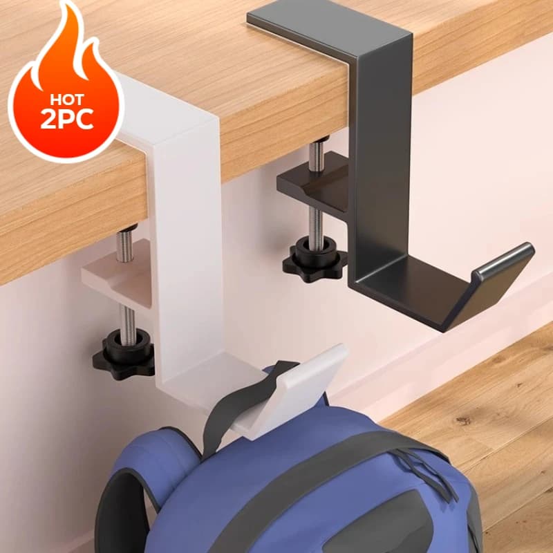 Gancio per bordo da scrivania regolabile da 2 pezzi Cuffie da gioco Gancio per borsa da scrivania Chiave per zaino Gancio per appendere Organizzatore per ufficio domestico senza punzonatura