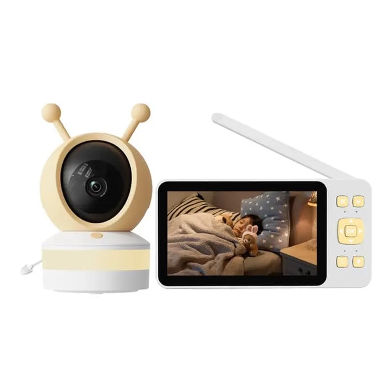 Monitor per Bambini WiFi 2.4G con Rilevamento Temperatura, Suoni e Pianto, Telecamera Audio-Video 2MP per Babysitter