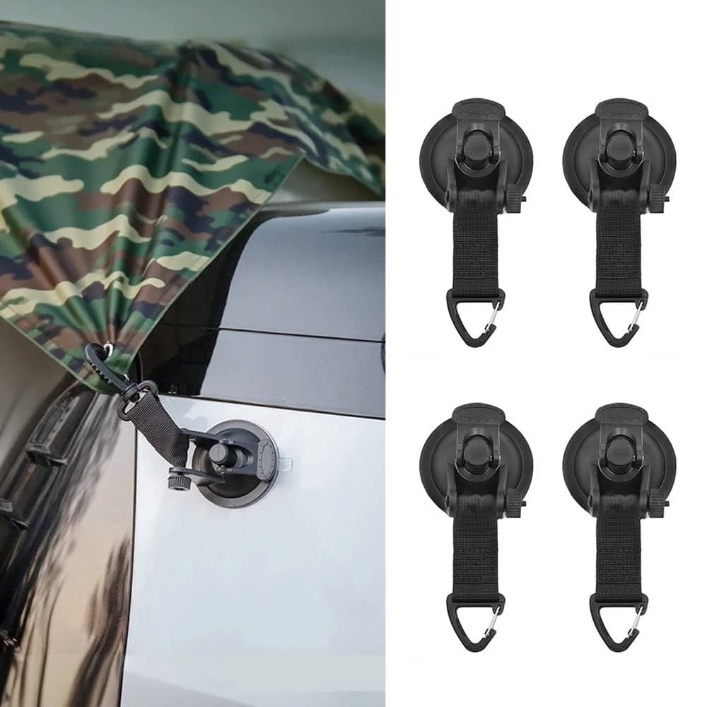 4PCS Vacuum Suction Cup Heavy Load Waterproof Reusable Heavy Duty Suction Cup Anchor Tie Down Hooks Strong for Car Side Awning