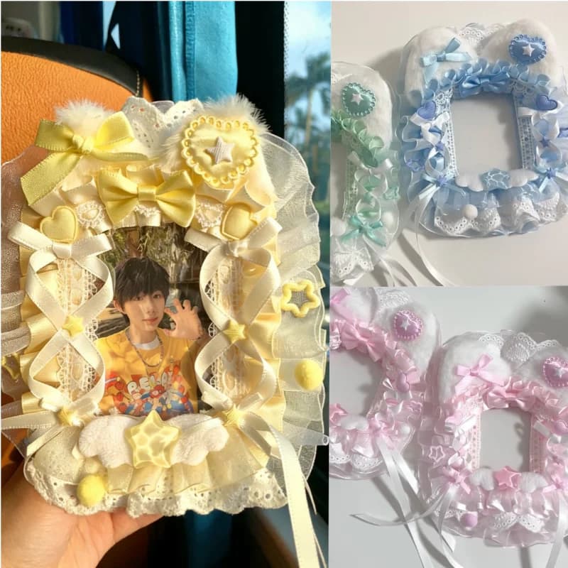 Custodia per Carte con Orecchie di Gatto, Protettore per Carte Collezionabili Anime, Accessori Fai-da-Te Y2k, Porta Carte con Fiocco in Pizzo